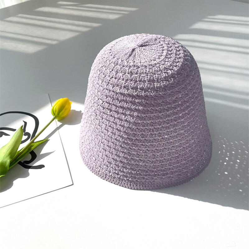 Женская вязаная прозрачная шляпа-ведро из полинита C4823_Light Purple