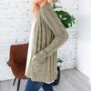 Womens Solid Color Cardigan Long Sleeve Pockets Open Front Knit Sweaters Coat