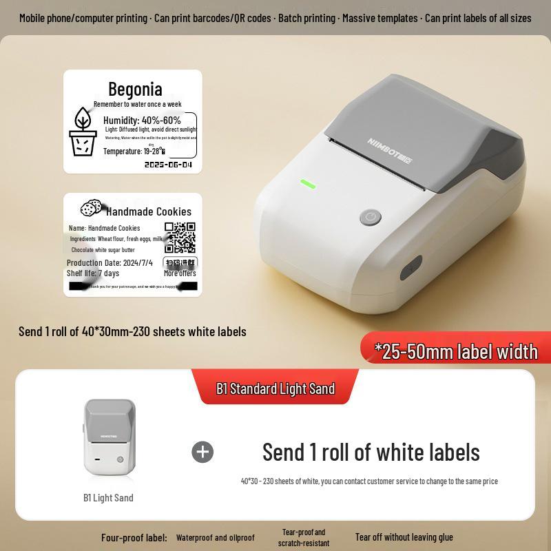 Jingchen B1 Thermal Label Printer for Food, Barcode, and Clothing Tags