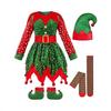 Girl Elf Costume Christmas Holiday Cosplay Dress With Accessories For Kids