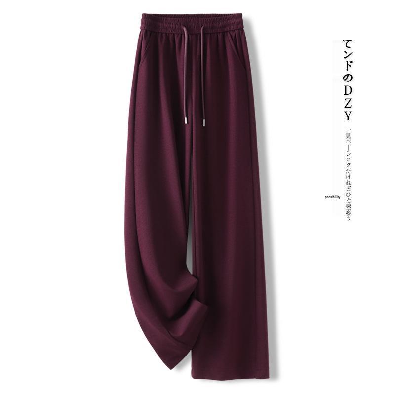 2025 Gray High-Waisted Wide-Leg Women's Sweatpants - Trendy Drapey and Loose for Spring and Autumn