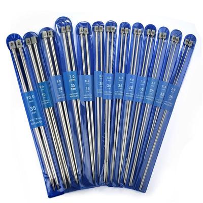 2Pcs/Set 35cm Single Pointed Knitting Needles Pins Straight Aluminum DIY Weaving Tool Long Sweater Scarf Needle 2.0-10mm