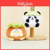 Lovable Leafy Panda Plush Keychain Cute And Comfy Short Plush Toy For Bags