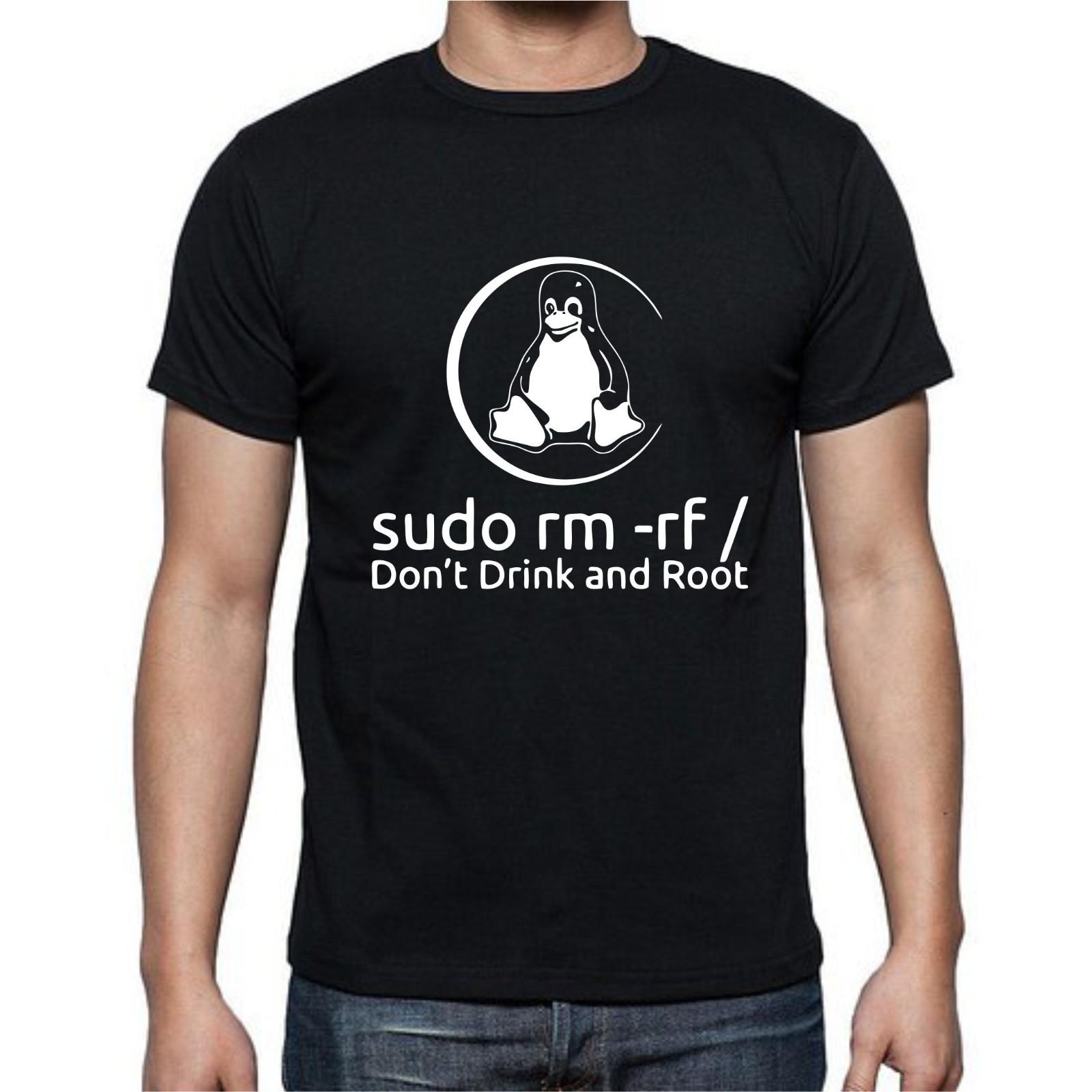 Sudo rm -rf Don t Drink and Root Penguin T-Shirt Mens Womens Tees Top Tee M