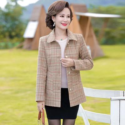 Plaid Trench Women's Jacket New Spring Autumn Fashion Mid Aged Short Female Coats Single Breasted Korean Lady Outerwear Tops