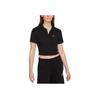 Nike Sportswear Essential Solid Logo Polo Shirt Women Tops Black DV7885-010