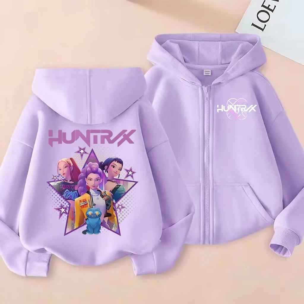 Reißverschluss Hoodie Cartoon Mädchen Mantel Mode Dünne Kleidung Lila Herbst Hoodie Jacke Kinder Anime Sweatshirt Geschenk