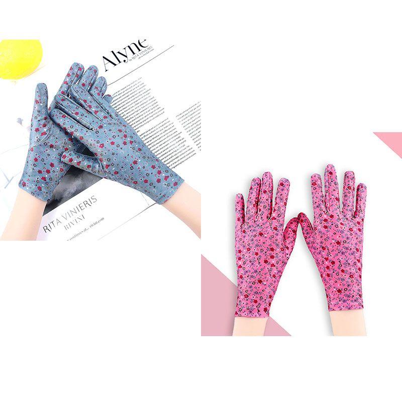 

Women s Cycling and Driving Cool Silk Floral Gloves [Gray + Rose] 2 pairs