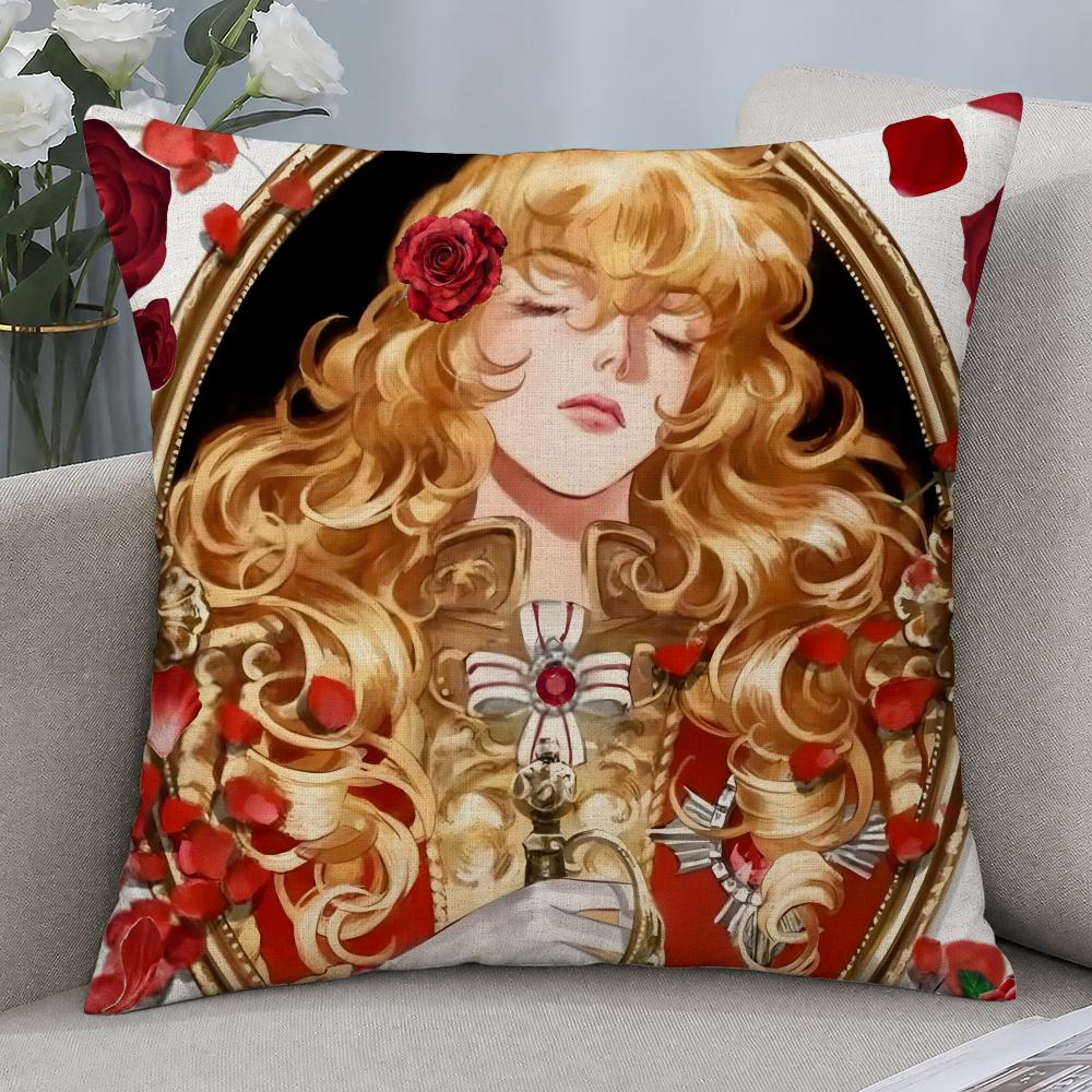 Anime The Rose of Versailles Lady Oscar Cushion Cover Cushion Covers Natural Linen Breathable Sofa Bedroom Decor Pillowcase
