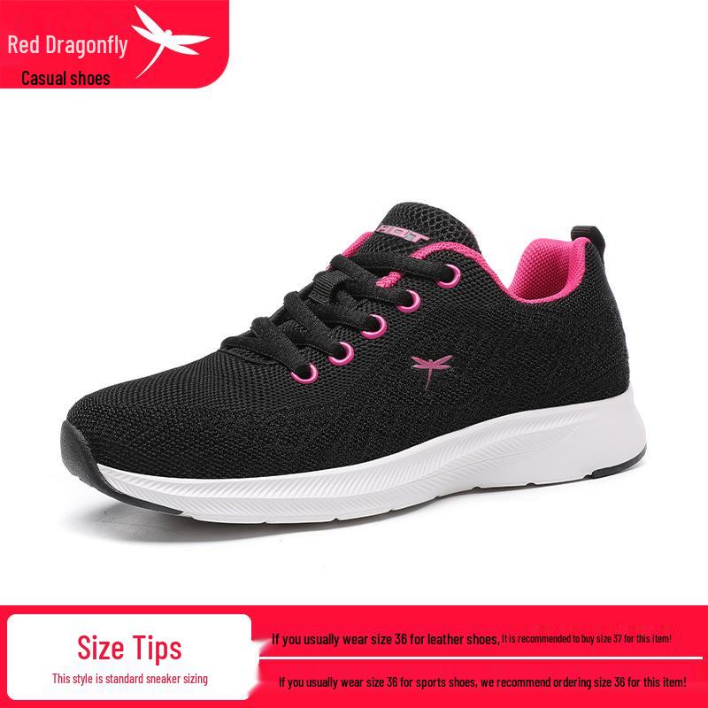 Red Dragonfly Women s Flyknit Lightweight Mesh Casual Shoes 38