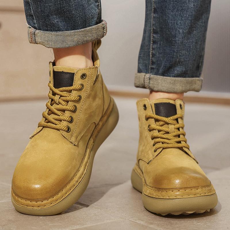Men Boots Winter High Top Leather Shoes Fashion Shoes Fashion Ankle Boots Business Casual Outdoor Shoes Male Sneakers New