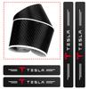 4Pcs/set Carbon Fiber Car Door Sill Threshold Protector Logo Stickers For Tesla Model 3 Model Model X Y Roadster Performance