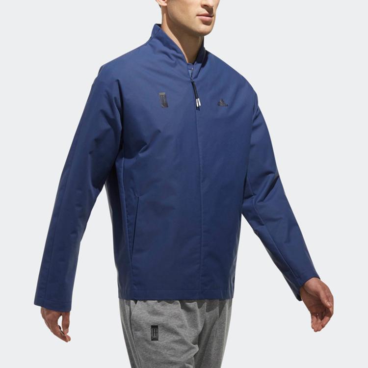 Adidas Chaqueta de Color Sólido con Estampado de Logotipo y Cuello Mao para Hombre Chaquetas Azul CV6230