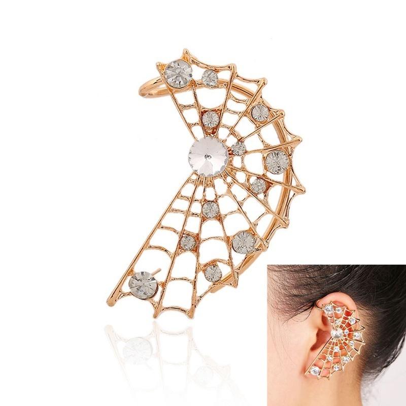 1Pcs Crystal Spider Web Earring  Stud Wrap Cuff Net Punk Pierced Earring