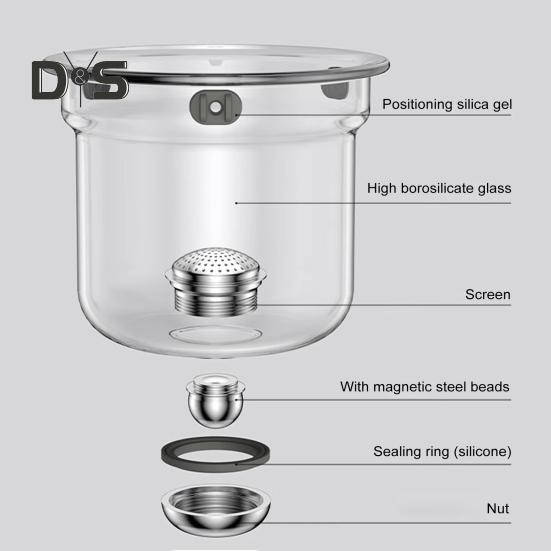 Szklany czajniczek z oddzieleniem wody, drewnianym uchwytem, szklany czajniczek z zaparzaczem, dzióbek zapobiegający kapaniu, Dzbanek do parzenia herbaty