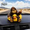 Playful Tabletop Accent Sasquatch And Duck Figurine, on Swimming Ring Statue, Unique Shelf Display Statue Funny Animal for Home Decor Novelty