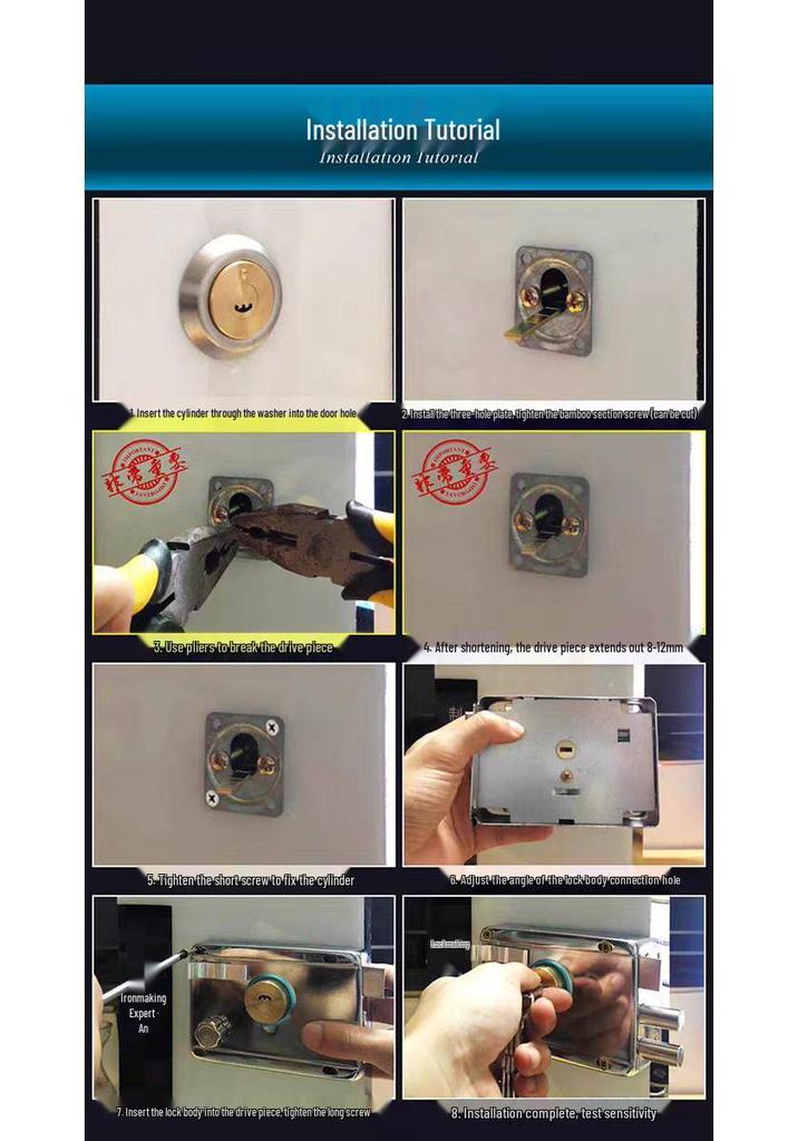 Universal Stainless Steel Anti-theft Door Lock for Bedroom, Dormitory, or Main Door