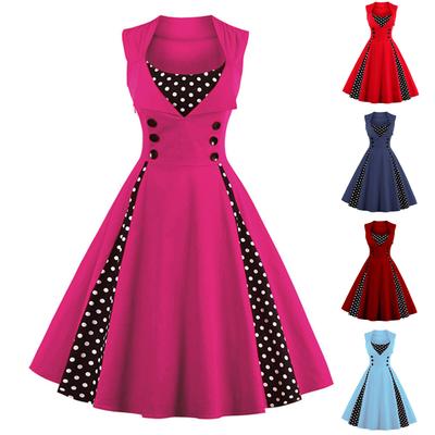 Women's Halloween Gothic Sleeveless Polka Dot Dress Color