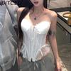 BITCED Spring Women's Solid-Color Slim-Fit Streetwear Off-Shoulder Wrap-Top with Backless Design