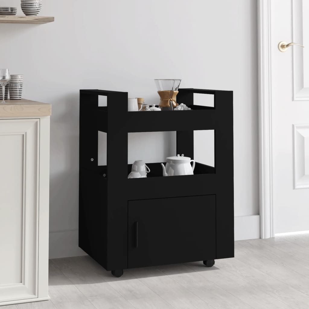 Vidaxl Schwarz Küchenwagen 60X45x80 Cm Holzwerkstoff - Image 2