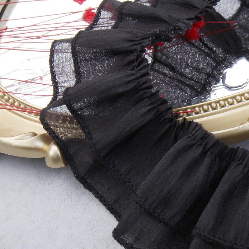 4Meters/lot 5cm double-layer chiffon lotus leaf pleated lace toy skirt clothing curtain pleated decorative lace