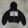 ZYLLO Y2K Retro Hoodies für Herren und Damen Bedruckte Personalisierte Muster Streetstyle Street Kapuzen-Cardigan Lange Ärmel
