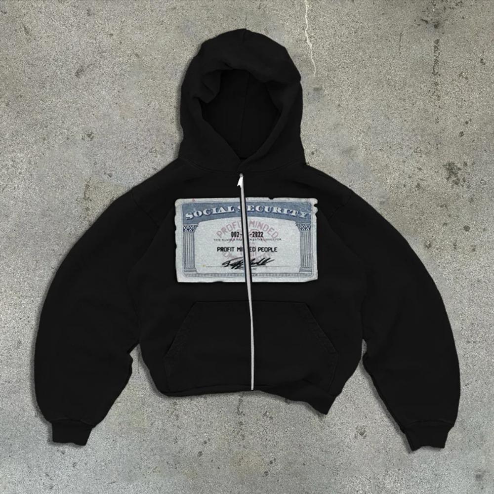 ZYLLO Y2K Retro Hoodies für Herren und Damen Bedruckte Personalisierte Muster Streetstyle Street Kapuzen-Cardigan Lange Ärmel