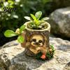 Cute Animal Shaped Planter Artificial Stump Planter Resin Tree Bark Shape Flower Pot with Koala/Frog/Sloth Rustic Bonsai Small Barrel Bucket