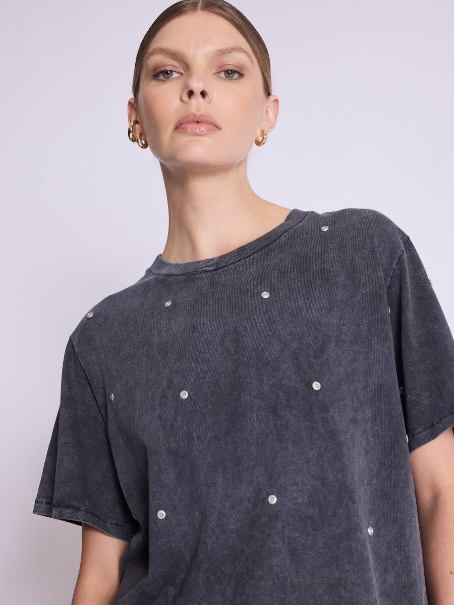 

Летняя женская футболка 2025 в стиле ретро с рукавами «летучая мышь» - Повседневный европейский и американский стиль M чёрный