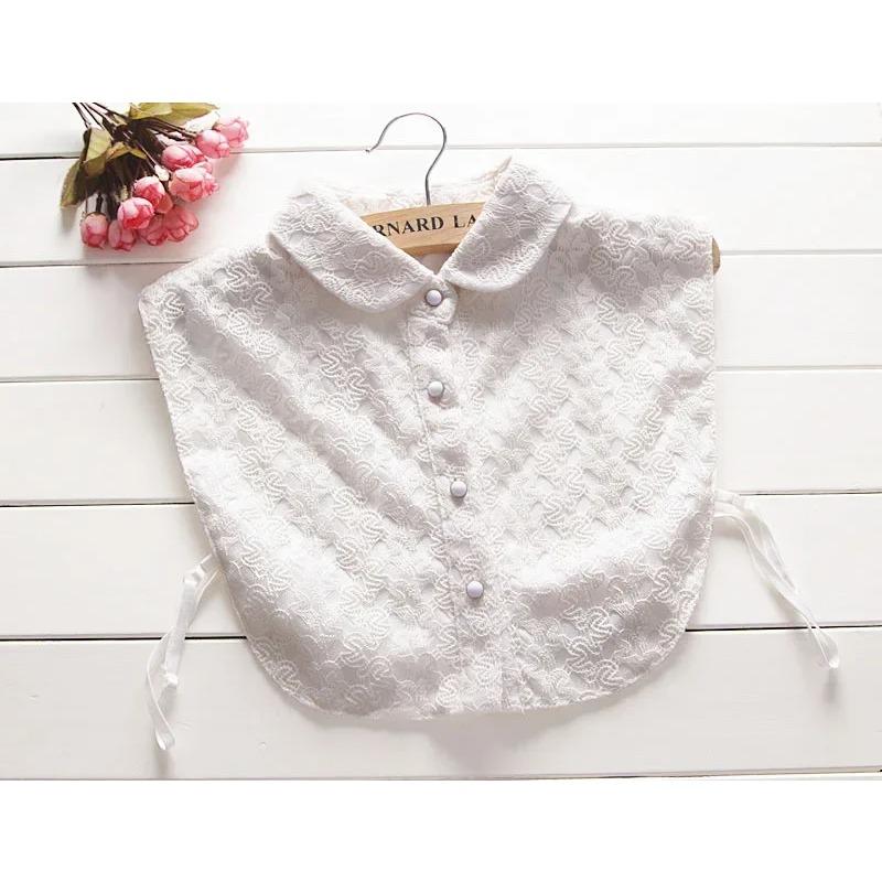 Mode Damskjorta Falsk Krage Slips Broderi Avtagbar Enfärgad Falsk Krage Slag Blus Topp Halv Skjorta Tillbehör