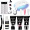 THR3E STROKES Poly Nail Gel Extension Kit for Builder Gel, UV Nail Art Kit, Nail Extension Set, Glue-Free Manicure and Pedicure Set (WFF)(PINK,WHIT