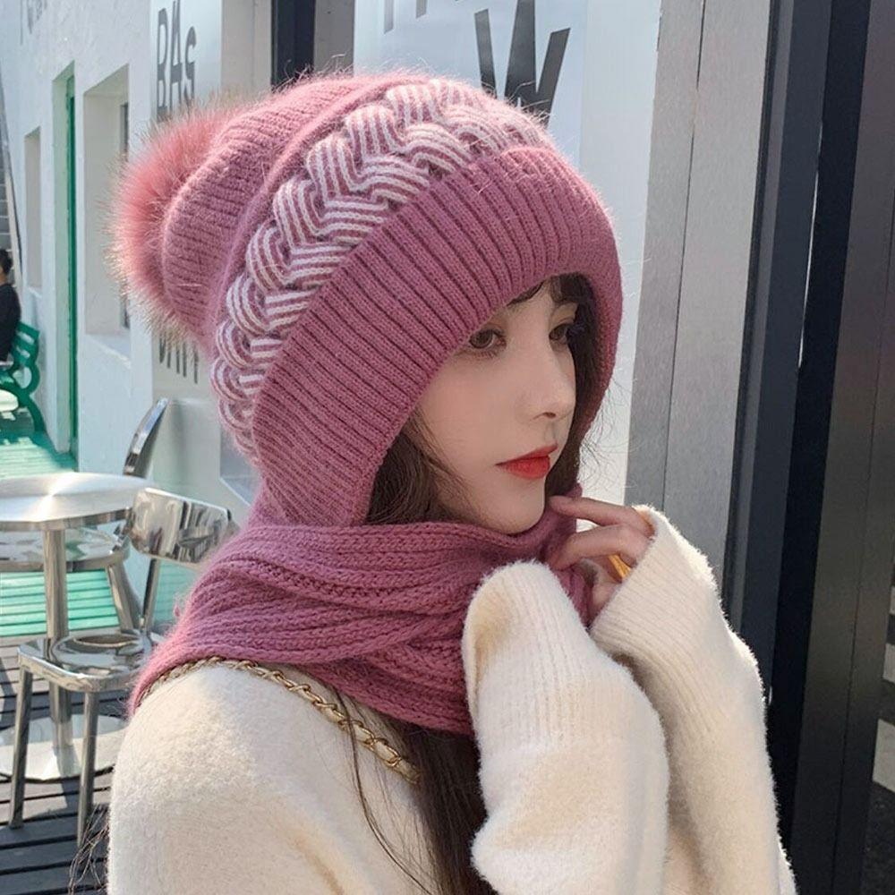 Men Women Thermal Balaclava Knitted Hat Neck Warmer Beanie Hat Scarf Neck Scarf Cap