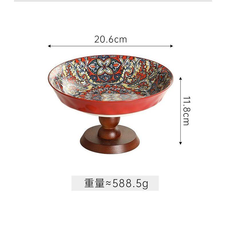 Bohemian Style Fruit Tray Home Coffee Table Snack Vintage High-End Ceramic Fruit Plate Dessert Plate