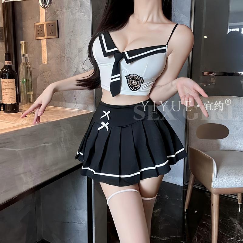 Original Erotic Underwear Sexy Japanese School Style Cosplay Sailor Suit Pleated Skirt Women's Uniform Set 1390