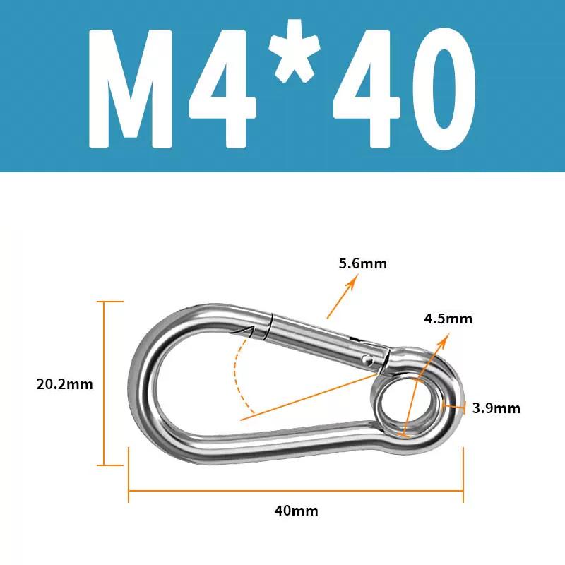 

Крюк из нержавеющей стали 304 M4 M5 M6 Карабин Проушина Кемпинг Скалолазание Надежный замок для занятий спортом на открытом воздухе Упаковка из 5 штук