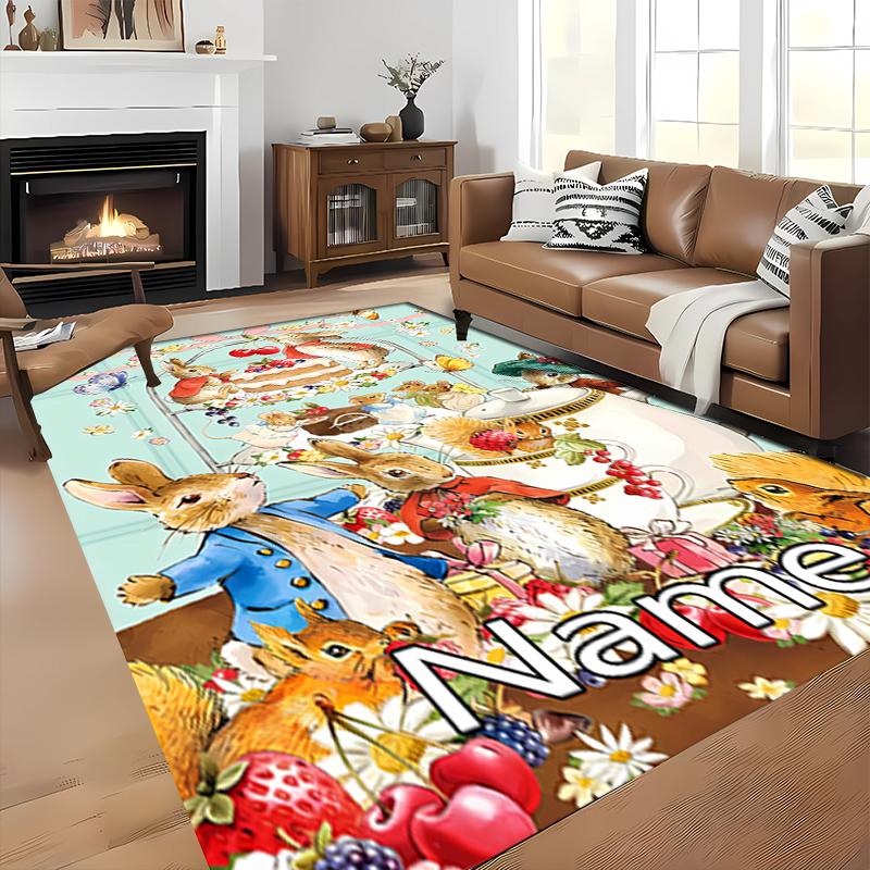 Custom Personalization Peter Rabbit Area Rug - Perfect For Kitchen, Bathroom,Laundry Room Decor Large Size Available,Gift All Seasons