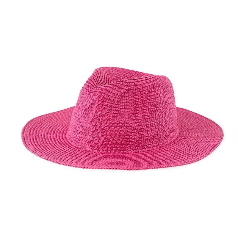 Women's Jazz Straw Hat with Wide Brim - European & American Style Panama Sunshade Fedora