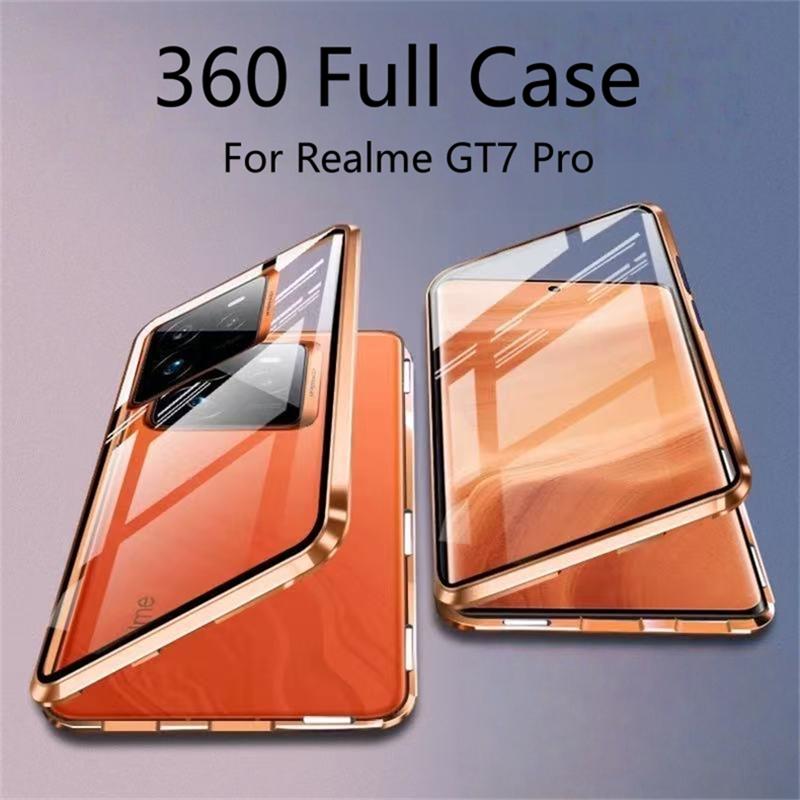 Coque Intégrale 360 Pour Realme GT7 Pro GT 7 Pro 5G Adsorption Magnétique Double Face Verre Trempé Métallique Housse de Protection