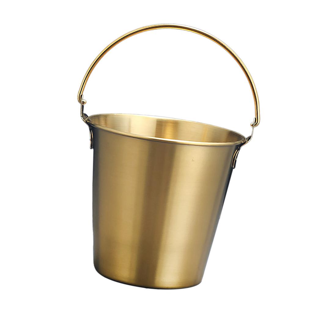 Stainless Steel Pails Small Ice Bucket with Handle for Beverage Wine French Fries Chicken Home Parties Use