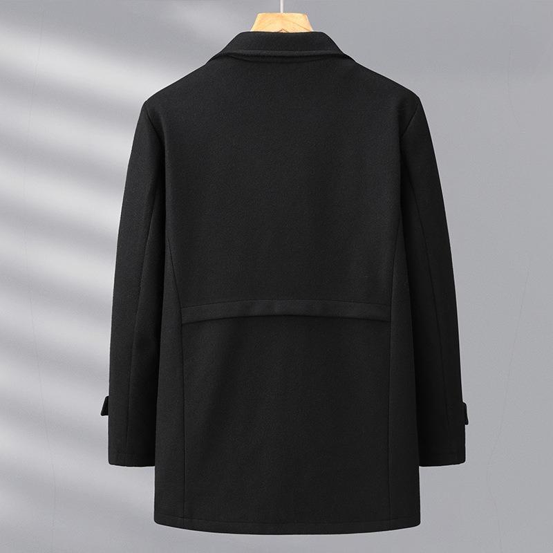 Mid-length Woolen Spring and Autumn Plus Size Men's Plus Casual Double-sided Woolen Suit Jacket Windbreaker