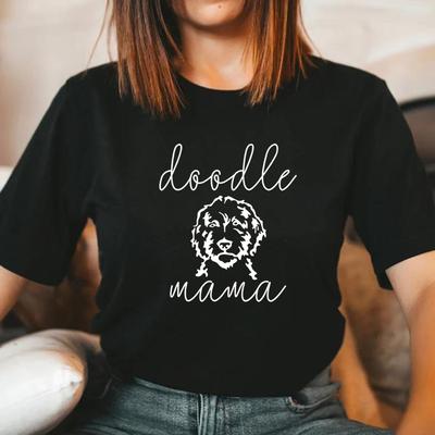 Doodle Mama T-Shirt Doodle Mom Shirt Damen Grafik T-Shirts Kurzarm Vintage Top Hundeliebhaber Geschenk