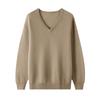 New V-neck Cardigan for Men's Solid Color Pullover Sweater Basic Large Size Loose Casual Knitted Base Shirt