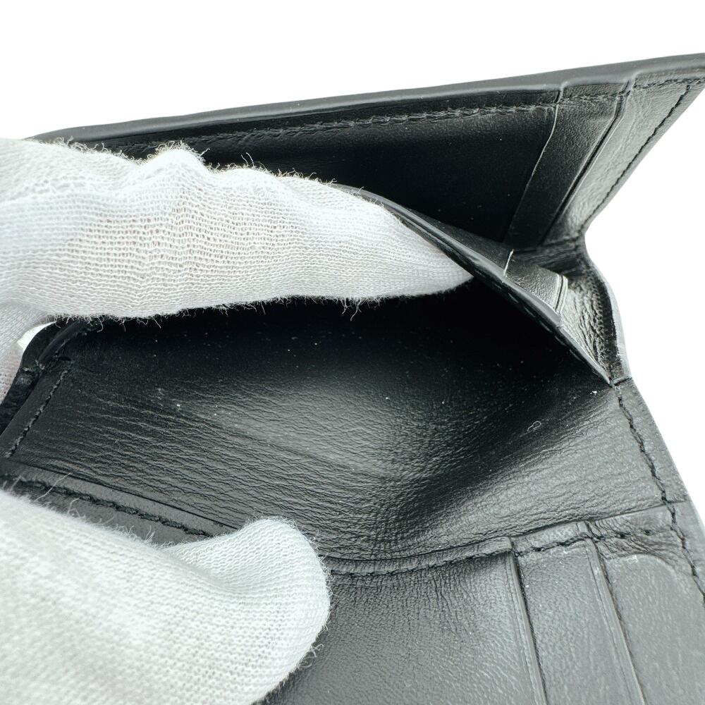 Loewe Cartera compacta anagrama cuero 6 compartimentos para tarjetas Plegable en tres partes cuero negro Usado