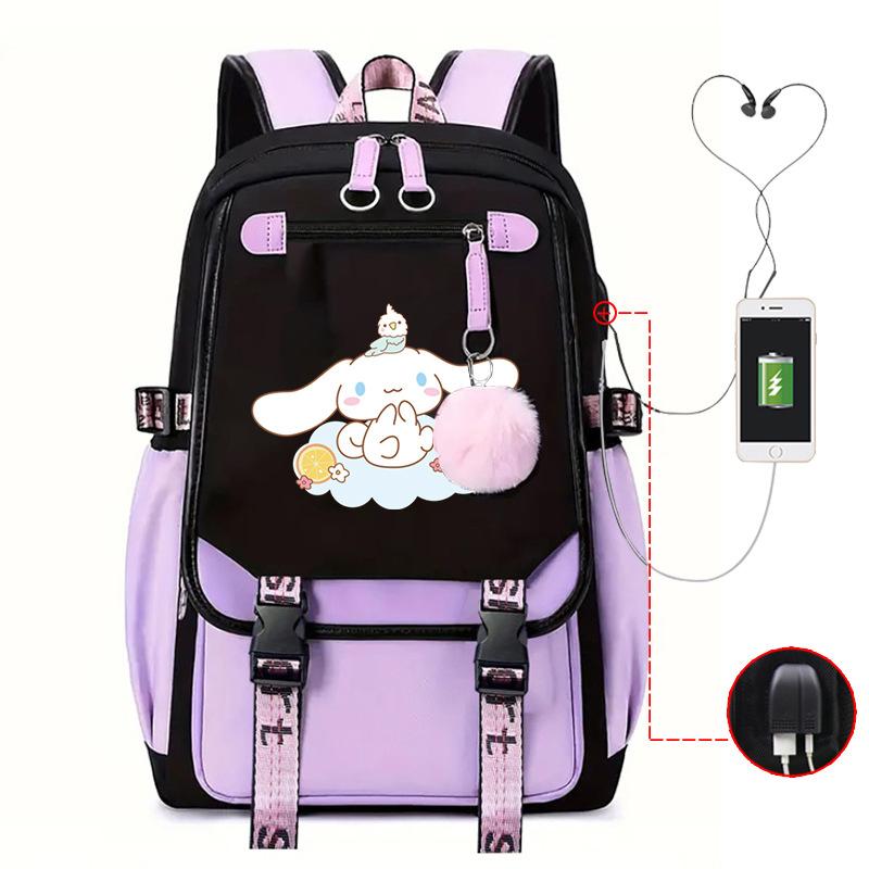 Pies z Dużymi Uszami Plecak Szkolny Męski i Damski Plecak dla Ucznia Szkoły Średniej Gimnazjum Styl College'owy Pasek do Plecaka Plecak Wielofunkcyjny USB