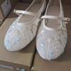 Women's Embroidered Floral Mesh Mary Janes Breathable Ballet Flats Summer Elegant Buckle Strap Soft Sole Casual Shoes