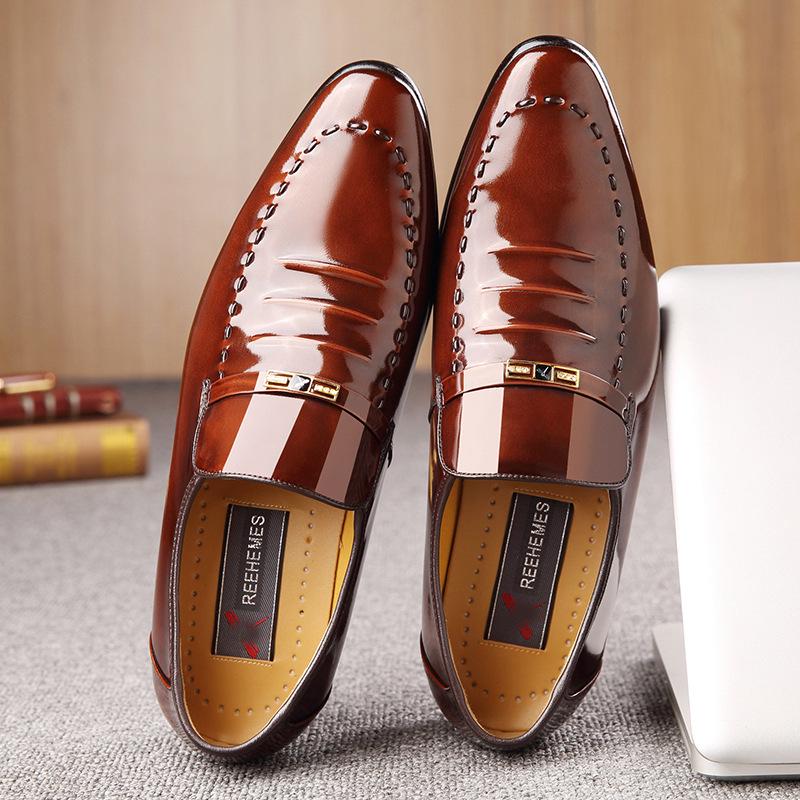 

Мужские туфли REEHEMES из кожи с острым носком - британский патент, свадебный стиль 0765 40 коричневый