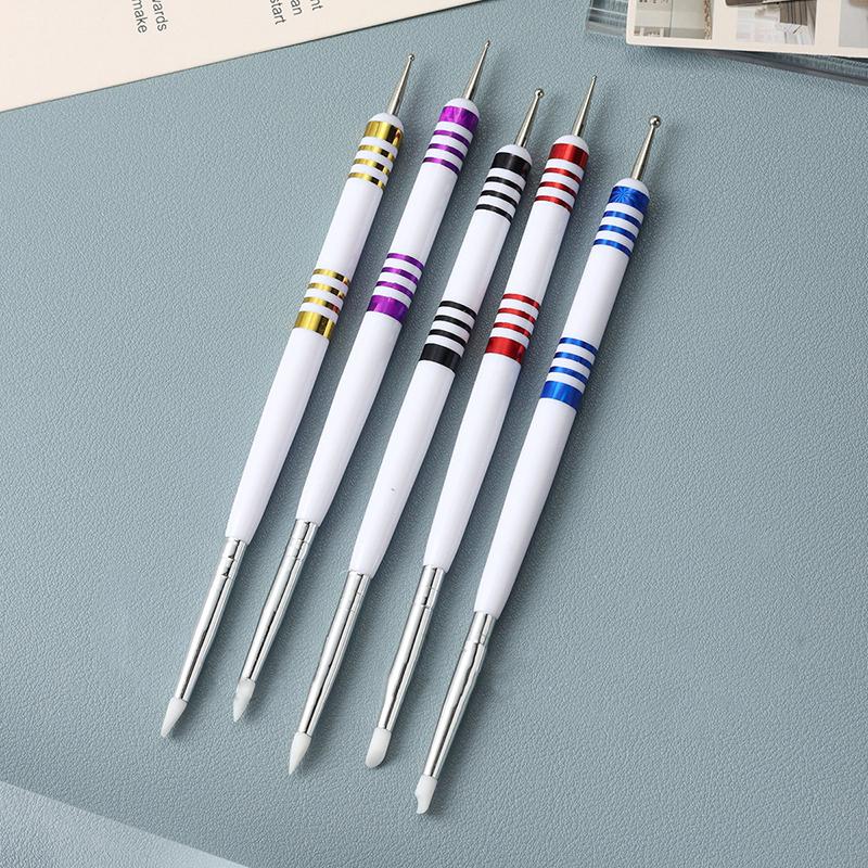5Pcs/Set 2-Way Silicone Nail Art Pen Carving Emboss Hollow Gel Shaping Nail Brush Diy Dotting Pen Manicure Drawing Painting Tool