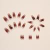 24 Pcs Coral Blush Medium and Long Ballet Nail Crystal Butterfly Camellia Pearl Combination Nail Art Tablets Nails