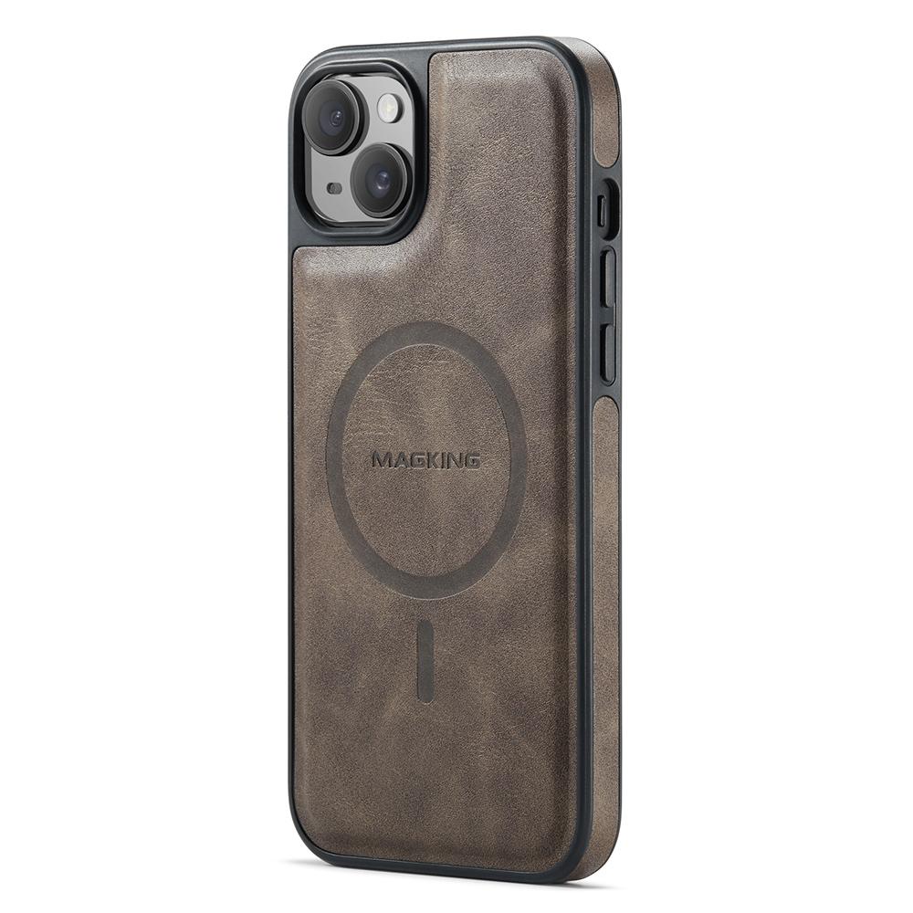 

MAGKING K1 Series For iPhone 15 Magnetic Case PC+TPU+PU Leather Phone Cover Coffee
