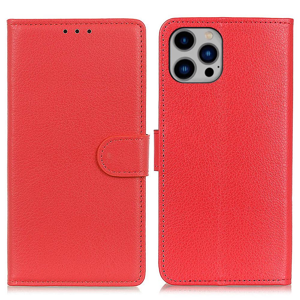 For iPhone 16 Pro Case PU Leather Litchi Texture Magnetic Flip Phone Cover